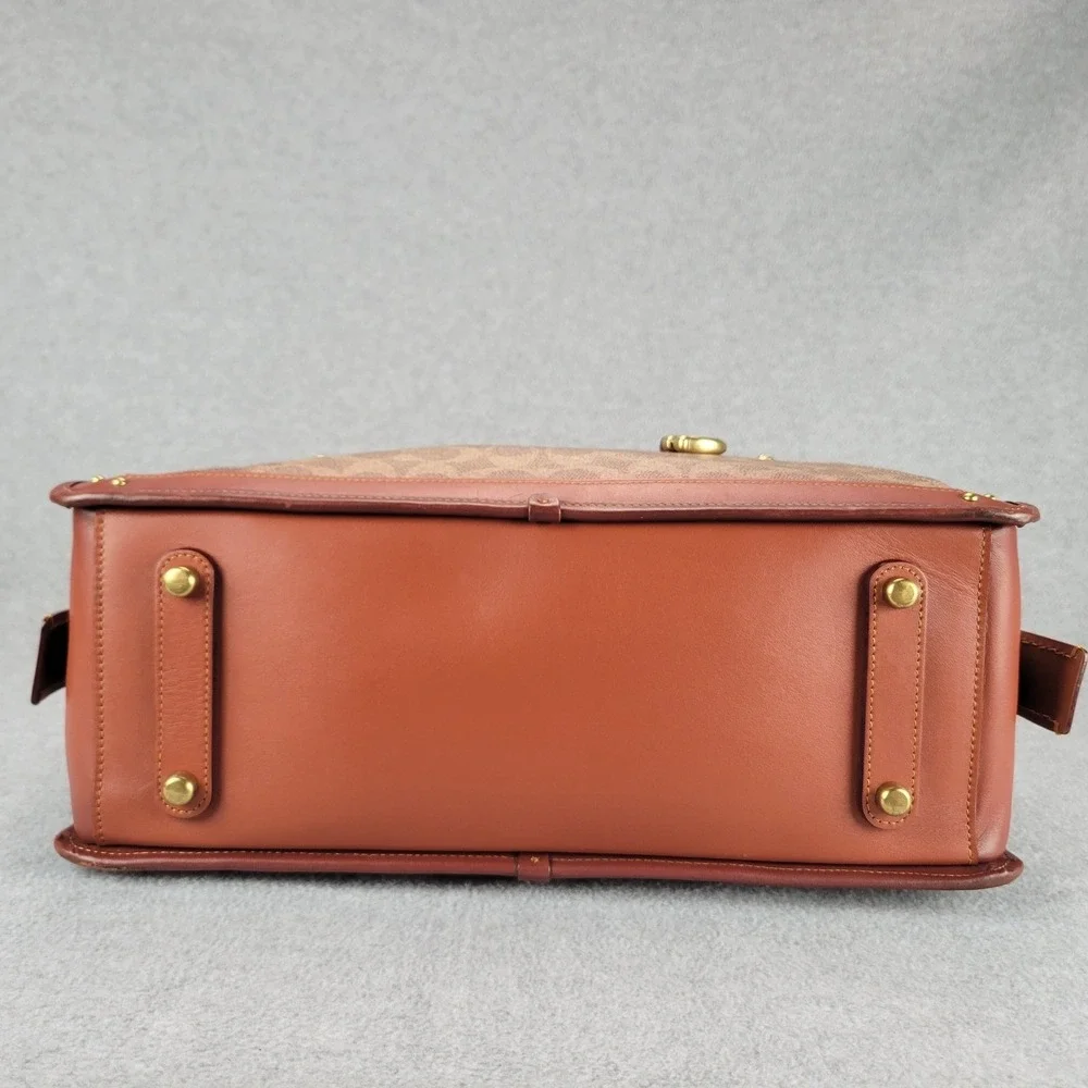 Coach Dreamer 67035 Satchel Signature Canvas Tan Rust Leather Crossbody‎ Bag